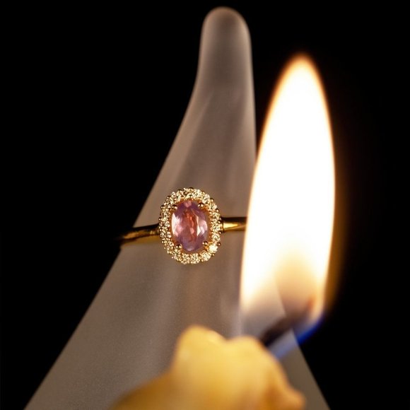 Natural Alexandrite June Birthstone Diamond 18k Yellow Gold Ring - Picture 5 of 5